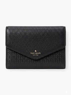 kate spade Black Textured Pebbled Leather Envelope Wallet/Clutch